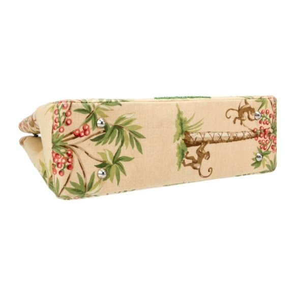 Isabella Fiore Embellished Island Print Monkey Palm Holiday Vintage Bag Bamboo - Picture 5 of 7